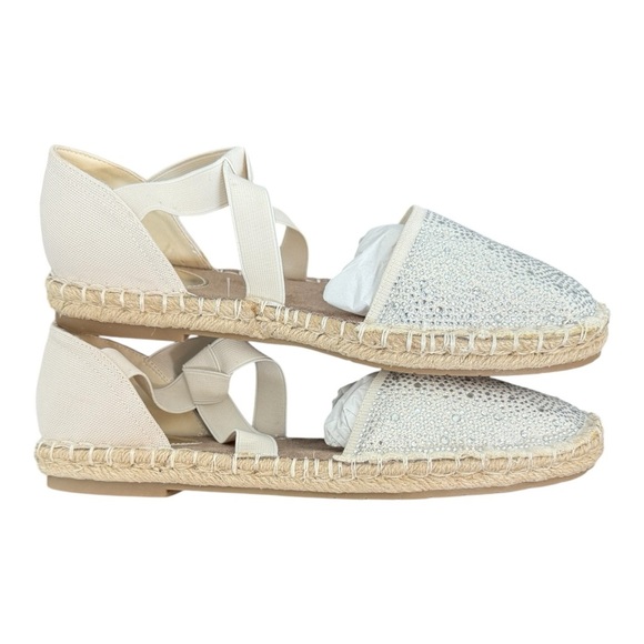 Kenneth Cole Reaction Luna Espadrille Flats 10 Ivory Crystal Summer Minimalist - Picture 2 of 5